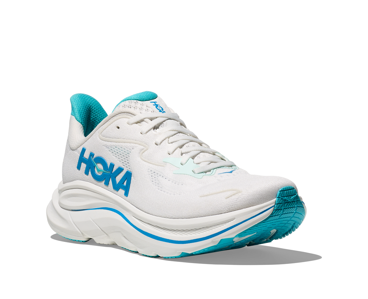 HOKA Men's Clifton 10 - WHITE / SKYWARD BLUE (Wide)
