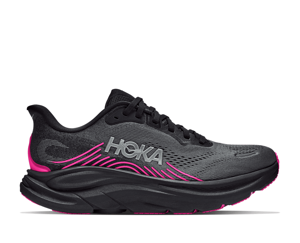 HOKA Women's Clifton 11 - BLACK / NEON DRAGONFRUIT