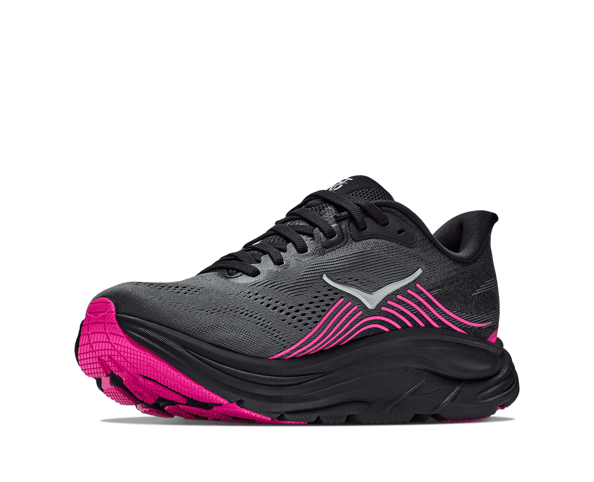 HOKA Women's Clifton 11 - BLACK / NEON DRAGONFRUIT