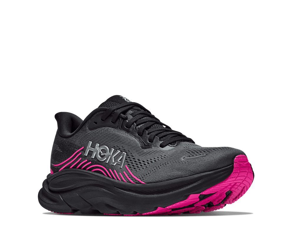 HOKA Women's Clifton 11 - BLACK / NEON DRAGONFRUIT
