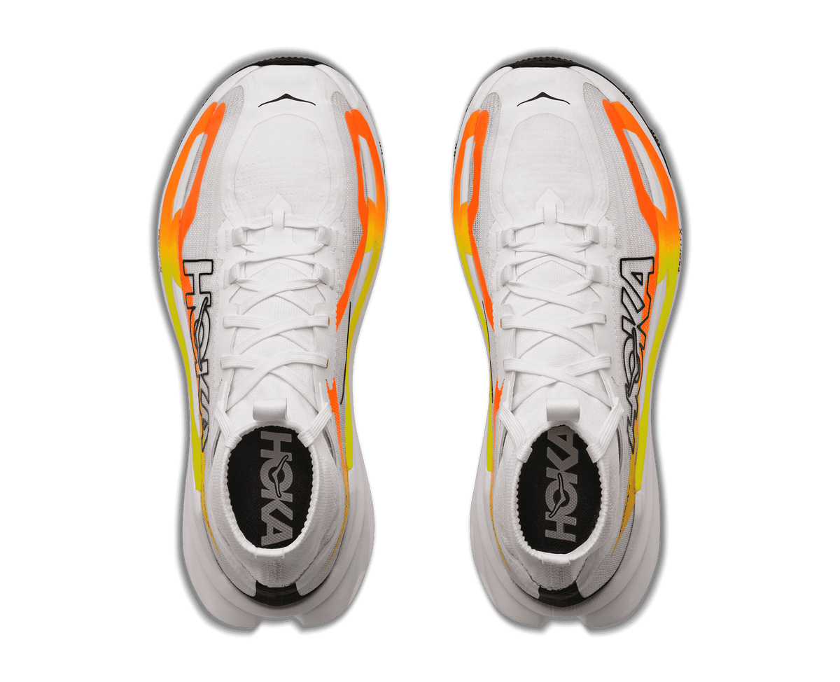HOKA Men's Tecton X 4 - FROST / NEON TANGERINE