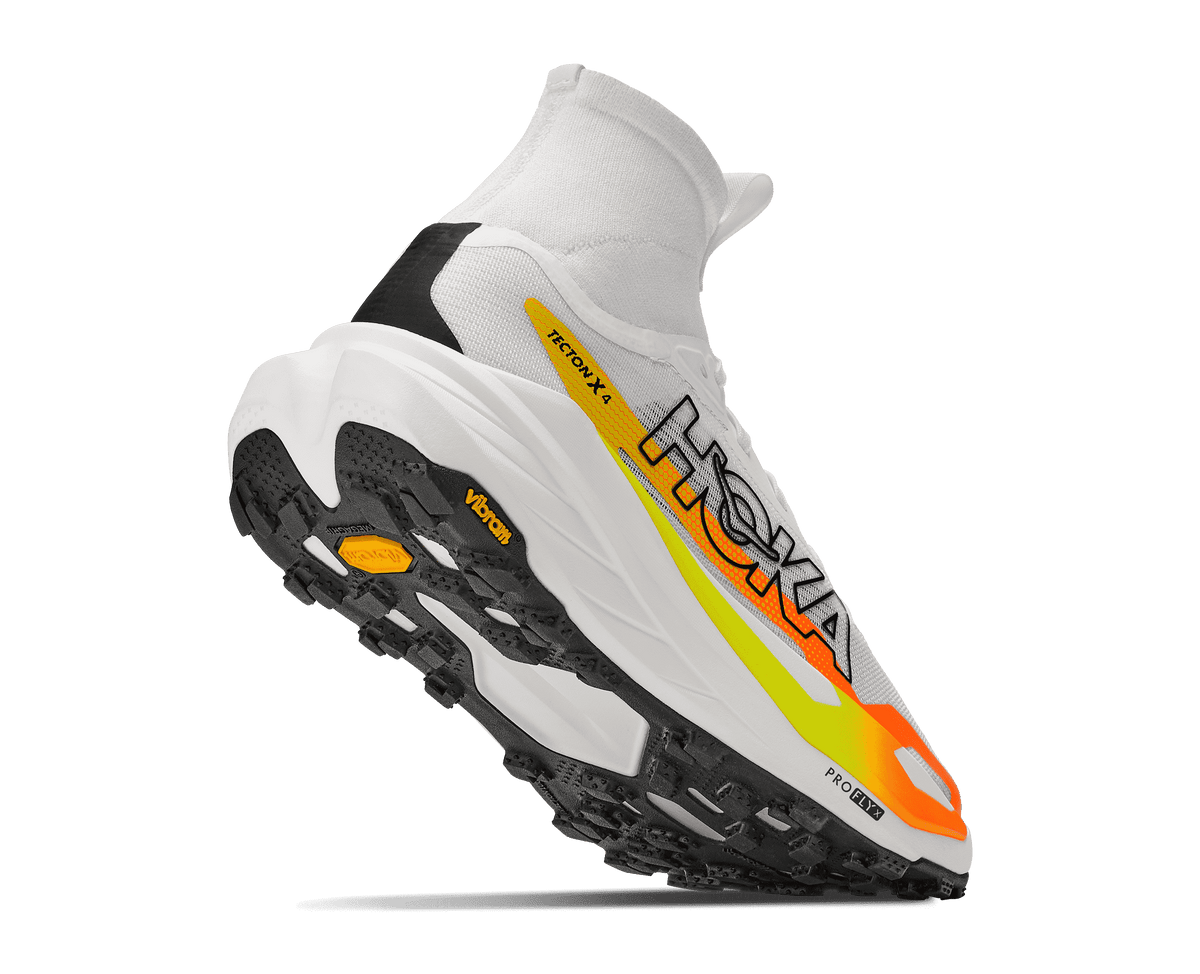 HOKA Men's Tecton X 4 - FROST / NEON TANGERINE