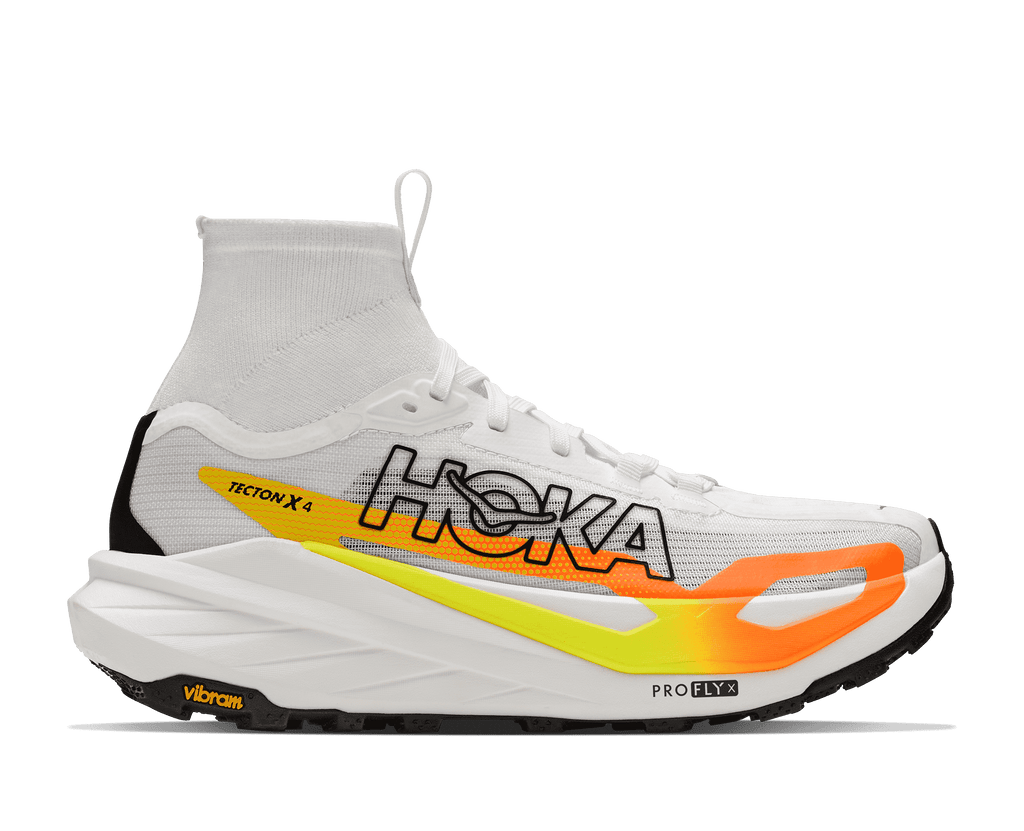 HOKA Women's Tecton X 4 - FROST / NEON TANGERINE