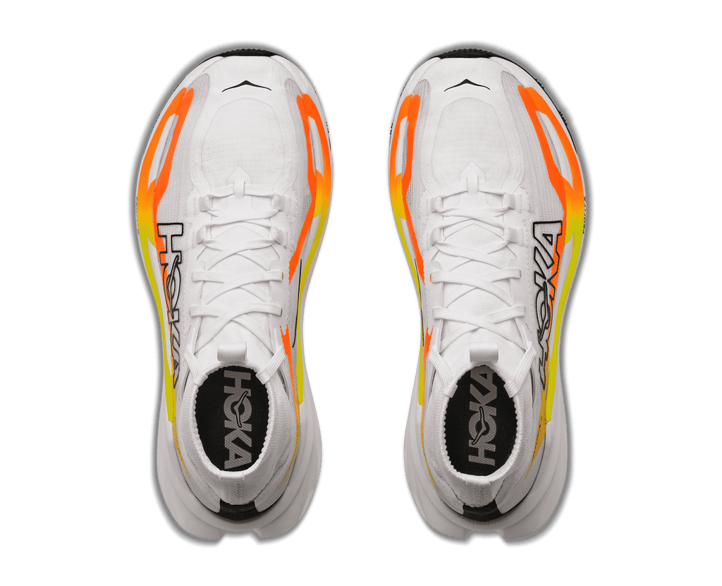 HOKA Women's Tecton X 4 - FROST / NEON TANGERINE