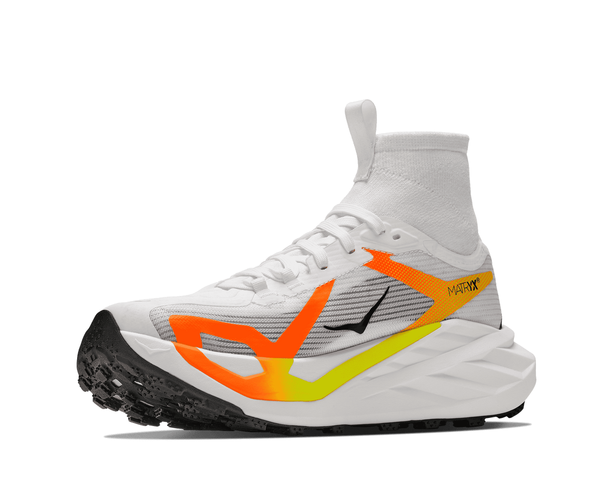 HOKA Women's Tecton X 4 - FROST / NEON TANGERINE
