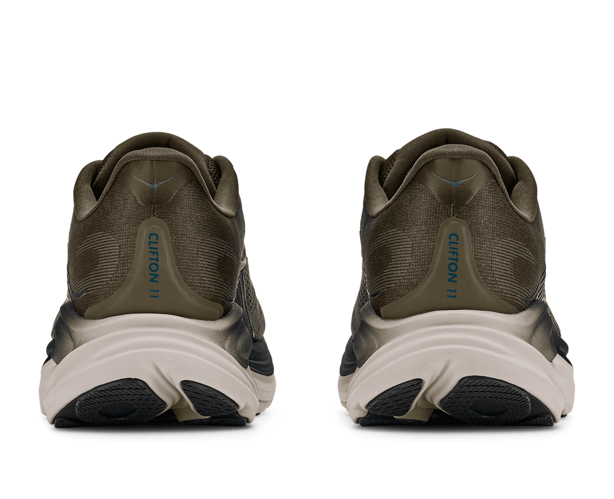 HOKA Men's Clifton 11 - ANTIQUE OLIVE / RIVER ROCK GREY (Wide)