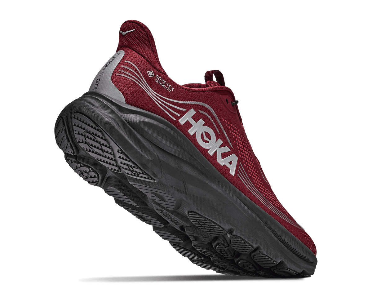 HOKA Men's Clifton 11 GTX - VARSITY BURGUNDY / CARBON BLACK (Wide)