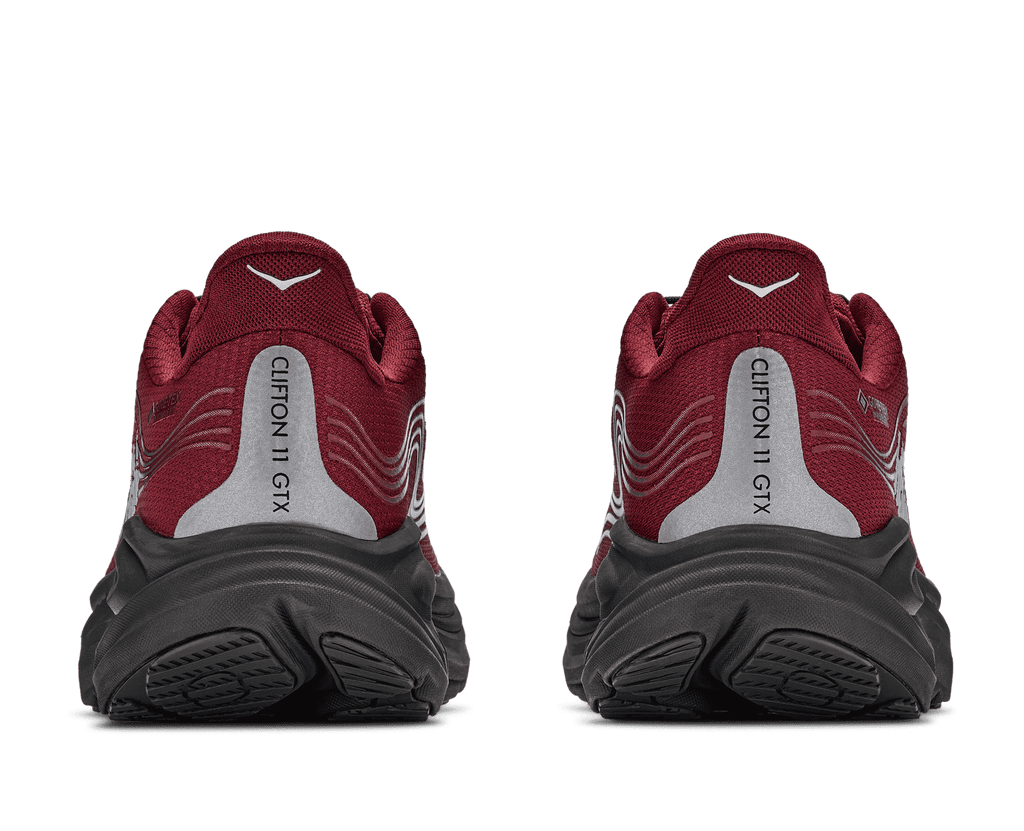 HOKA Men's Clifton 11 GTX - VARSITY BURGUNDY / CARBON BLACK (Wide)