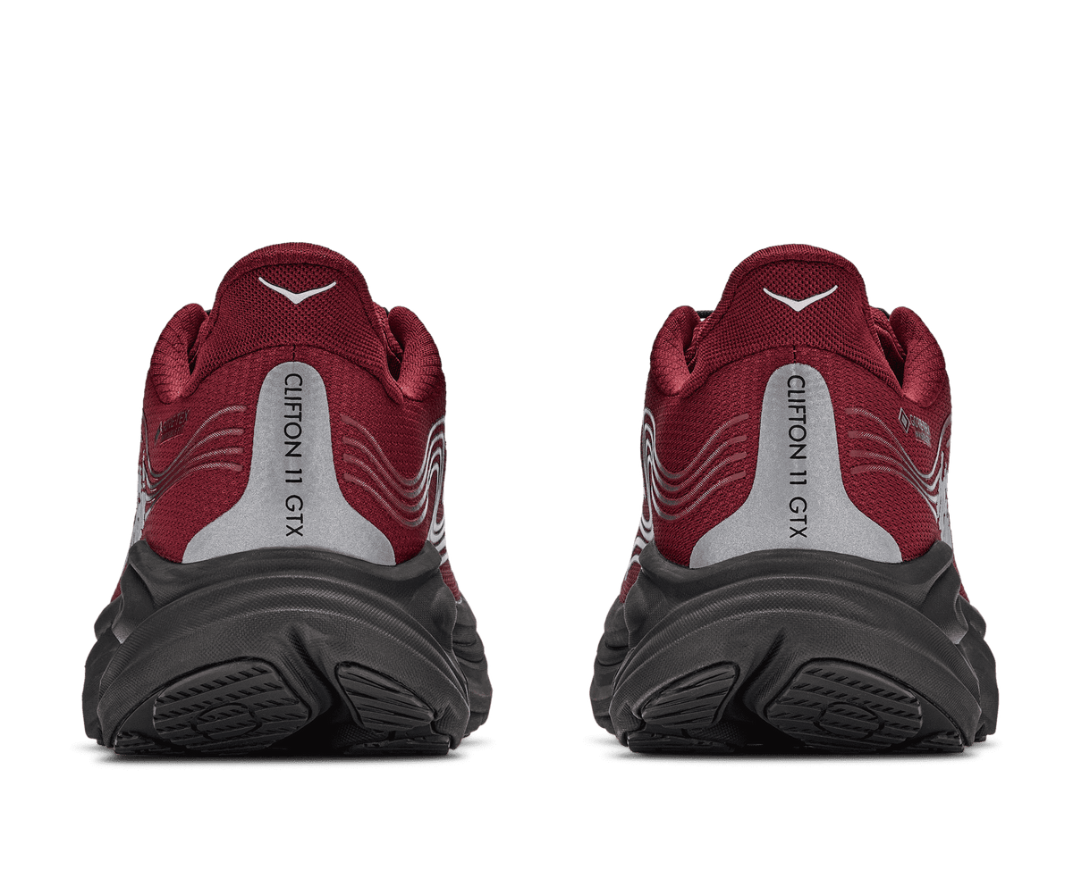 HOKA Men's Clifton 11 GTX - VARSITY BURGUNDY / CARBON BLACK (Wide)