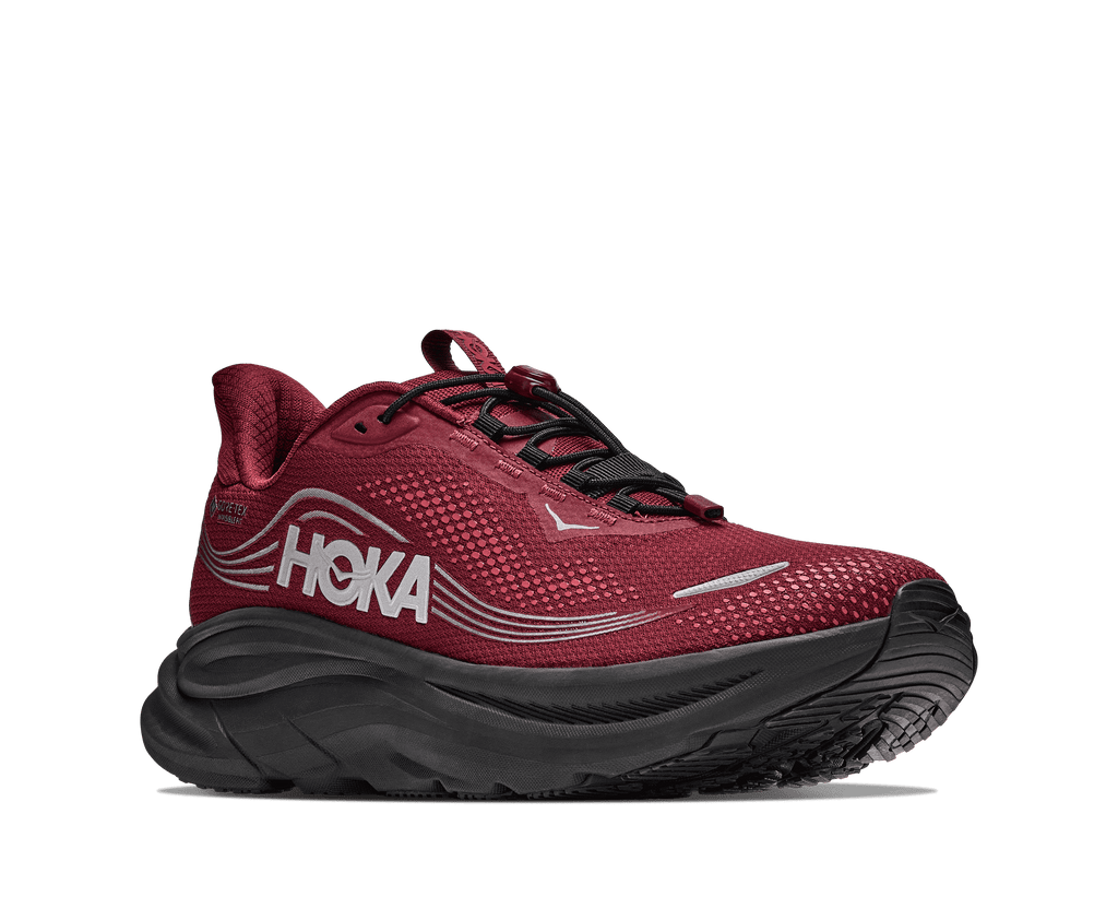 HOKA Men's Clifton 11 GTX - VARSITY BURGUNDY / CARBON BLACK (Wide)