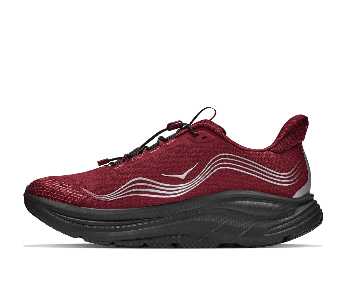HOKA Men's Clifton 11 GTX - VARSITY BURGUNDY / CARBON BLACK (Wide)
