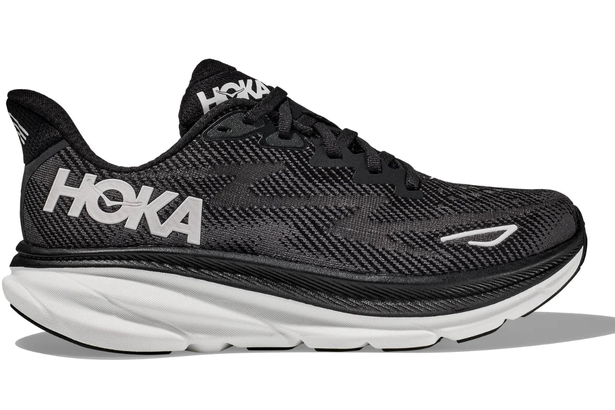 Hoka Mens Clifton 9 Wide - Black/White (1132210-BWHT)